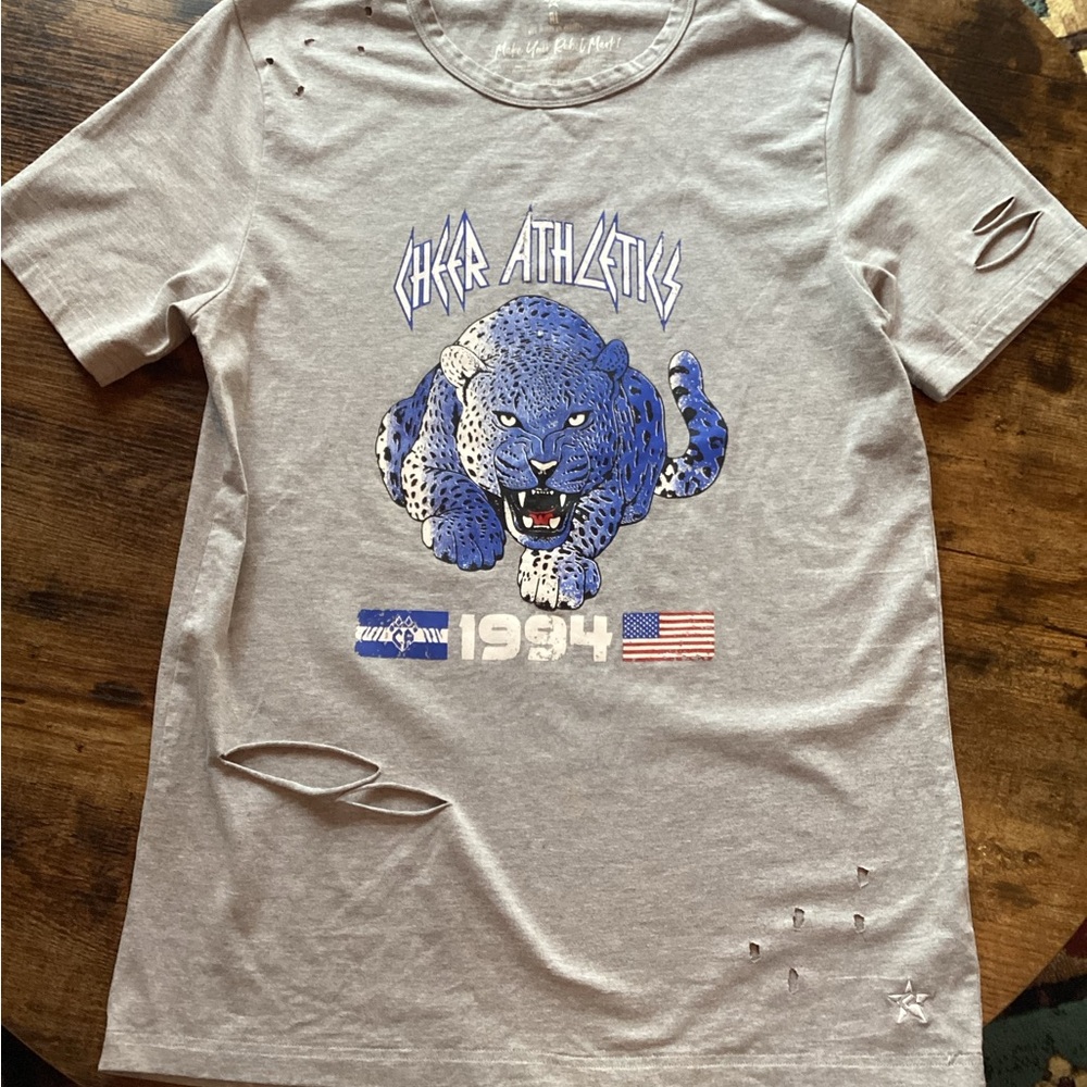 NWOT Distressed gray "Cheer Athletics 1994"graphic t-shirt